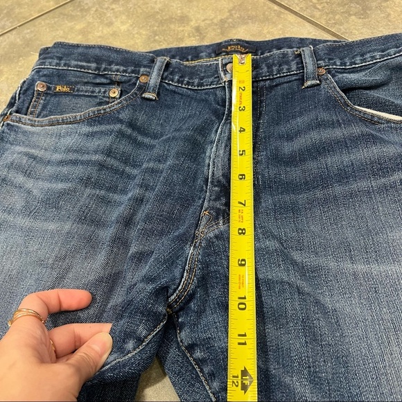 Polo Ralph Lauren Varick Slim Straight Jeans Mens 36x32 Blue Dark Wash Faded EUC - Picture 9 of 11